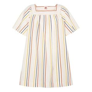 AO76 Mable‎ Stripe Square Neck Short Sleeve Shift Dress Size 10 Slip On Cotton